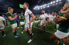 The England players walks through the South African guard of honour after the match 16/11/2024