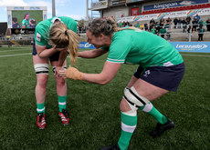 Sam Monaghan and Edel McMahon celebrate after the game 27/4/2024
