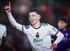 Cathal O'Sullivan celebrates after scoring his side's fourth goal of the match 18/10/2024