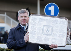 Gordon Elliott celebrates with the Troytown Chase tray 17/11/2024