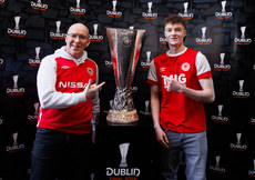 St.Pats fans with the Europa League Trophy ahead of the game 19/4/2024
