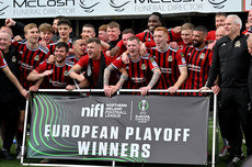 Crusaders players celebrate winning the play off 6/5/2024