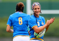 Michela Sillari celebrates scoring her sides third try 22/8/2017