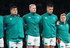 Thomas Clarkson, Jamie Osborne, Sam Prendergast and Craig Casey  before the game 15/11/2024