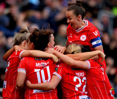 Jess Gargan celebrates scoring her side’s third goal with her teammates 20/10/2024 