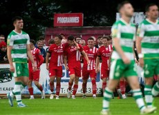 Sligo Rovers celebrate Simon Power’s second goal 28/6/2024