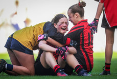 Sophia Kennedy (centre) celebrates winning with teammates Faye Greenhalgh and Jessica Butler 21/10/2024