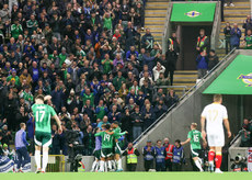 Northern Ireland players celebrate their second goal 15/10/2024