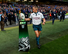 Craig Evans collects the match ball from the BKT plinth 26/10/2024