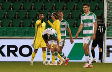 Anthony Olusanya celebrates after scoring his side's second goal of the match with Lucas Lingman 21/11/2024