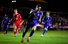 Padraig Amond celebrates scoring the first goal from a penalty 18/10/2024