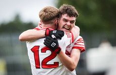 Cathal O'Mainan and Caoimhin Hargan celebrate the final whistle 7/7/2024