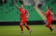 Pearl Slattery celebrates her side scoring a fifth goal 20/10/2024 