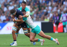 Jamie Ritchie tackle Jesse Kriel and Franco Mostert 10/9/2023