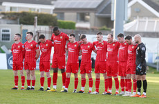 Portadown pictured at the start of the match during a minute’s silence 26/4/2024