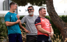 Roy Keane chats with Johnny Sexton and Dave Kilcoyne 9/8/2023