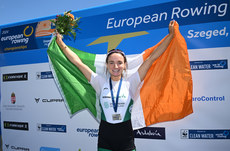 Margaret Cremen celebrates with her silver medal 28/4/2024 