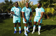 Trevor Nyakane with Bongi Mbonambi and Ox Nche during the squad photo 9/9/2023 