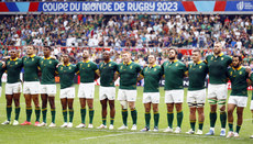 The South Africa team stand for the national anthem 17/9/2023