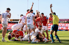 Munster players celebrate Eoghan Clarke’s try 1/6/2024