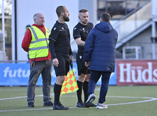 David Healy gets a red card from referee Chris Morrison 
12/10/2024