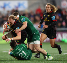 Kieran Treadwell tackled by Caolin Blade and Cathal Forde 12/10/2024