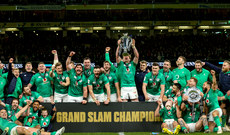 Ryan Baird lifts the Guinness Six Nations trophy 18/3/2023