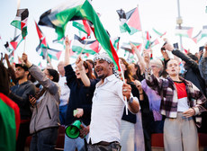 Loiy Maher from Palestine cheers on during the game 15/5/2024