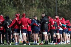 Munster players huddle during training 10/2/2020