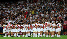 The Japan team stand for the national anthems 17/9/2023