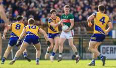 James Carr is surrounded by Roscommon players 5/3/2023
