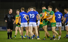 Cavan players react after referee Sean Lonergan blows the final whistle 4/2/2024
