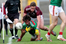Mark Moran is tackled by Gary O’Donnell 18/10/2020