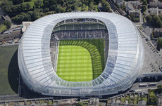 An Aerial view of the Aviva Stadium during the first match to be played there 31/7/2010