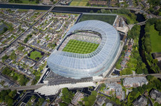 An Aerial view of the Aviva Stadium during the first match to be played there 31/7/2010