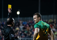 A yellow card for Neil McGee from referee David Coldrick 25/1/2020