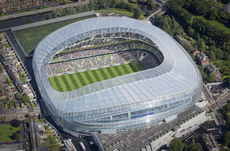 An Aerial view of the Aviva Stadium during the first match to be played there 31/7/2010