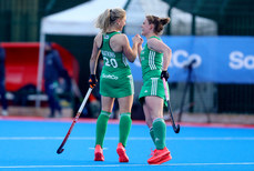 Chloe Watkins celebrates with Lizzie Colvin after scoring a goal 14/3/2021