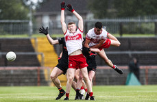 Cathair McBride and Dylan Rocks challenge for the ball with Jack Loughran and Fergus Toale  7/7/2024