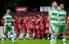 Sligo Rovers celebrate Simon Power’s second goal 28/6/2024