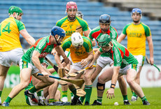 Darragh McCarthy challenges for the ball with John O'Keefe and Cathal Bourke 17/9/2023