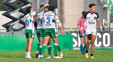 Ignacio Mendy celebrates scoring a try with teammates 12/10/2024