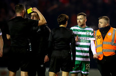 Stephen Bradley is yellow carded by Referee Paul McLaughlin 10/3/2023

