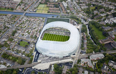 An Aerial view of the Aviva Stadium during the first match to be played there 31/7/2010