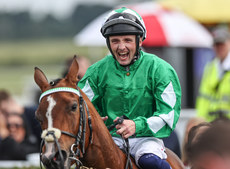 Chris Hayes celebrates winning with Back Down Under comes after the race 28/6/2024