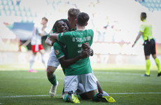 Ike Orazi is congratulated after scoring their second goal 20/5/2023