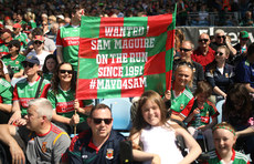 Mayo fans hold a banner during the game 4/6/2022