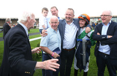 Colin Keane celebrates with the winning connections after winning with Crystal Black 10/9/2023
