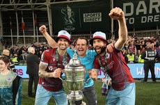 Adam Foley, Daire Doyle and David Webster celebrate with the cup 10/11/2024