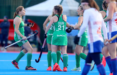 Ireland players celebrate Chloe Watkins scoring a goal 14/3/2021